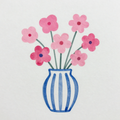 Blue Striped Vase Flowers