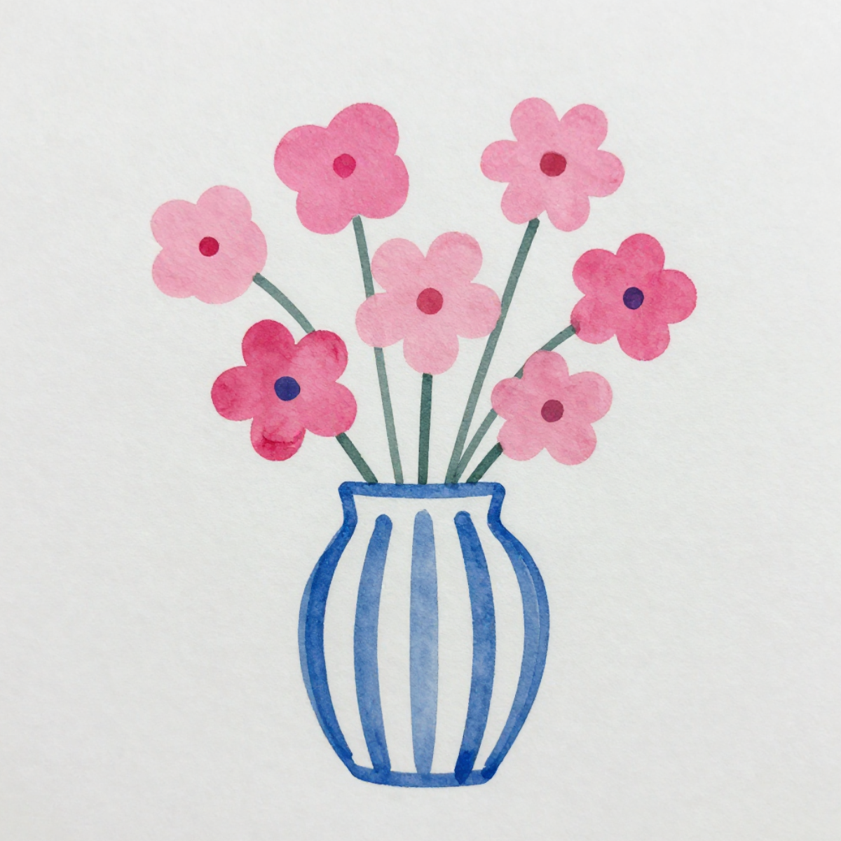 Blue Striped Vase Flowers